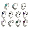 Natural Gemstone Adjustable Rings RJEW-K269-12P-1