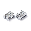 Alloy Initial Slide Charms with Grade A Rhinestones ALRI-R032-R-FF-2