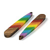 Pride Rainbow Theme Resin & Walnut Wood Pendants WOOD-K012-05A-2