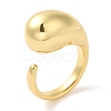 Rack Plating Brass Teardrop Open Cuff Ring for Women X-RJEW-A016-03G-3