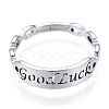 304 Stainless Steel Word Good Luck Adjustable Ring for Women RJEW-T027-13P-3