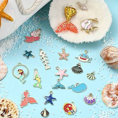 40Pcs 20 Styles Ocean Theme DIY Pendants Kits ENAM-YW0004-04-1