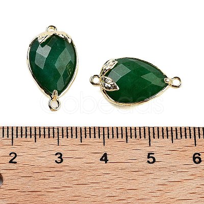 Dyed Natural Malaysia Jade Faceted Teardrop Connector Charms G-B081-03G-03-1