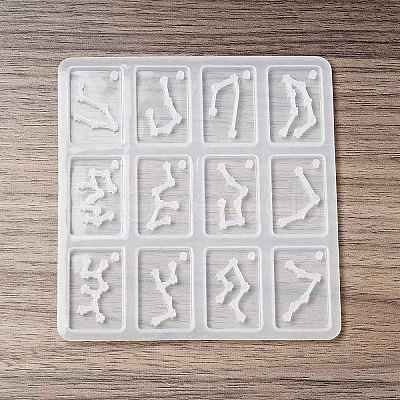 Twelve Constellations Rectangle Pendants Silicone Molds X-DIY-G073-02-1