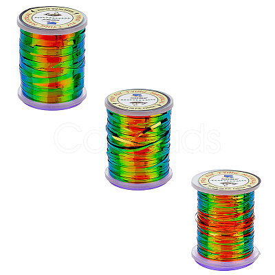 CHGCRAFT 3 Rolls 3 Style Metalic High Quality Flat Tinsel AJEW-CA0003-34-1