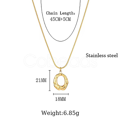 Stainless Steel Textured Ring Pendant Necklaces IH1561-01-1