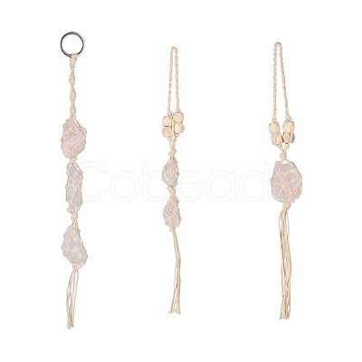 Elecrelive 3Pcs 3 Style Irregular Gemstone Hanging Pendant Decoration HJEW-EL0001-09-1