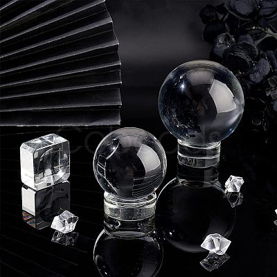 Fingerinspire 3Pcs 3 Style Glass Crystal Sphere Display Stand DJEW-FG0001-29-1