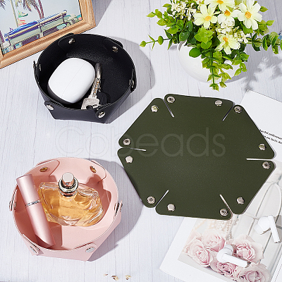 WADORN 3Pcs 3 Colors PU Leather Storage Tray Box with Snap Button AJEW-WR0001-80-1