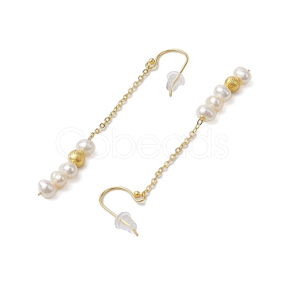 Natural Pearl Dangle Earrings EJEW-P286-42G-1