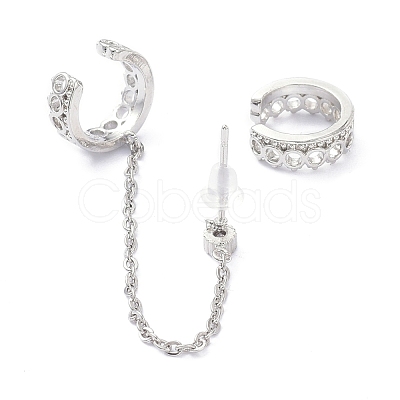 Cubic Zirconia Asymmetrical Earrings EJEW-K088-07P-1