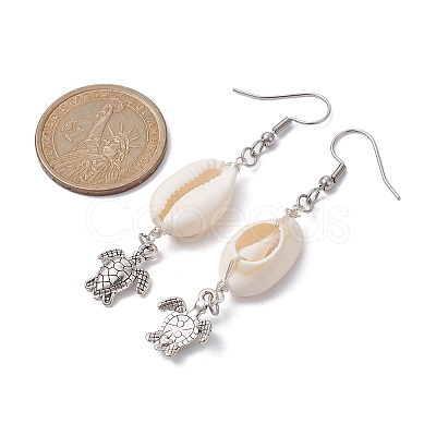 Natural Shell Dangle Earrings EJEW-JE05441-04-1