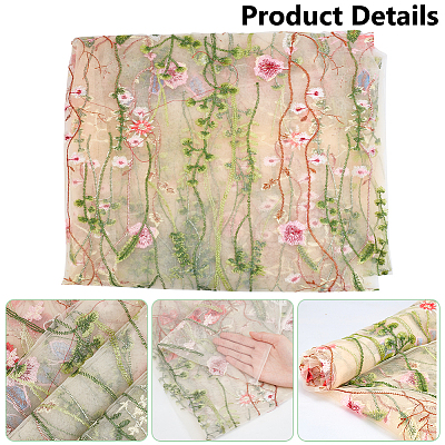 Flower Pattern Polyester Embroidery
 Mesh Lace Fabric DIY-WH0304-946-1