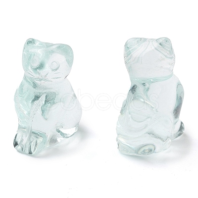 Glass Carved Cat Figurines DJEW-L023-B28-1