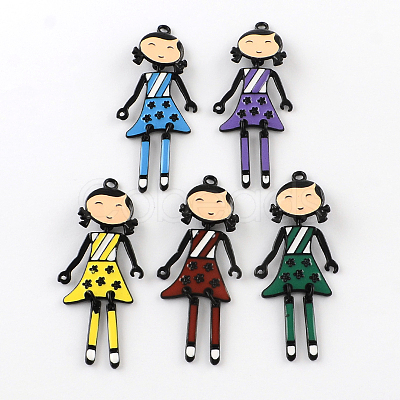 Fashion Girl Zinc Alloy Enamel Big Pendants ENAM-R038-21B-NF-1