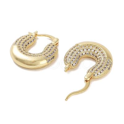 Brass Micro Pave Cubic Zirconia Chunky Hoop Earrings for Women EJEW-E310-19G-1