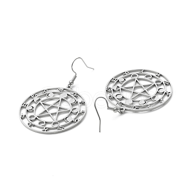 Non-Tarnish 12 Constellations & Moon Phase & Star 304 Stainless Steel Dangle Earrings for Women EJEW-P222-01P-1