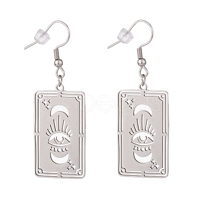 Non-Tarnish Chakra Theme Hollow Charm Dangle Earrings EJEW-JE04719-1