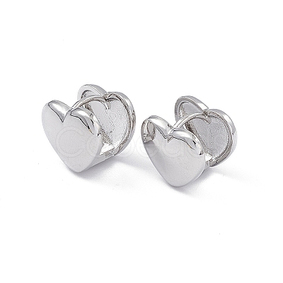 Brass Heart Hoop Earrings for Women EJEW-P215-05P-1