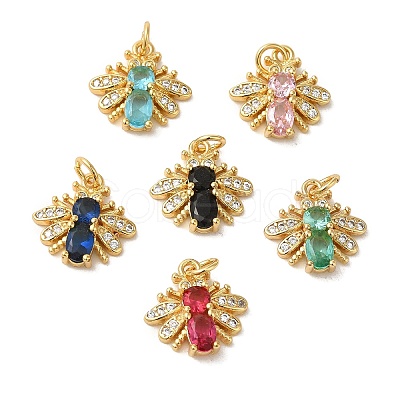 Brass Micro Pave Cubic Zirconia Pendants KK-R162-045G-1