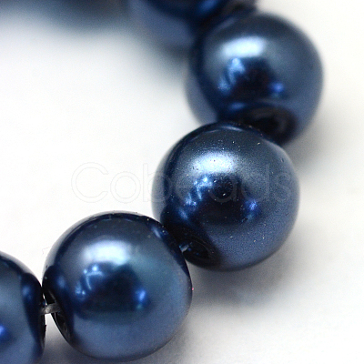 Baking Painted Pearlized Glass Pearl Round Bead Strands HY-Q330-8mm-15-1