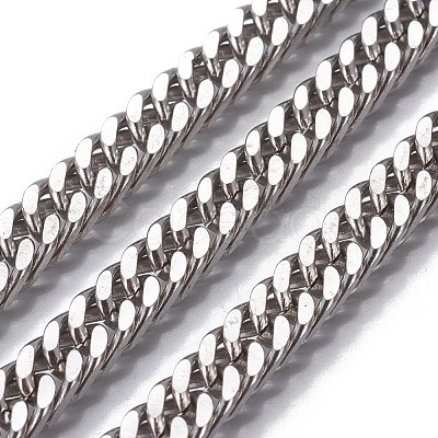 Tarnish Resistant 201 Stainless Steel Cuban Link Chains CHS-P007-23P-1