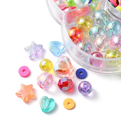 285Pcs 7 Style Mixed Style Transparent Acrylic & Handmade Polymer Clay Beads DIY-FS0004-39-1