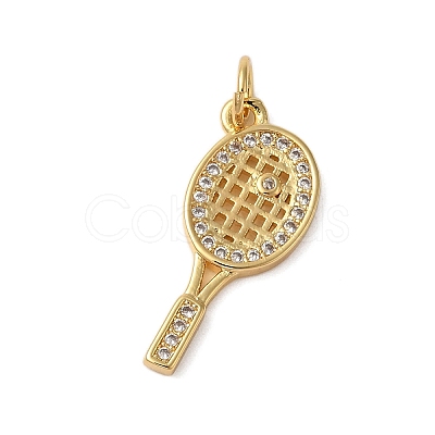 Rack Plating Brass Micro Pave Cubic Zirconia Pendants KK-P279-13G-1