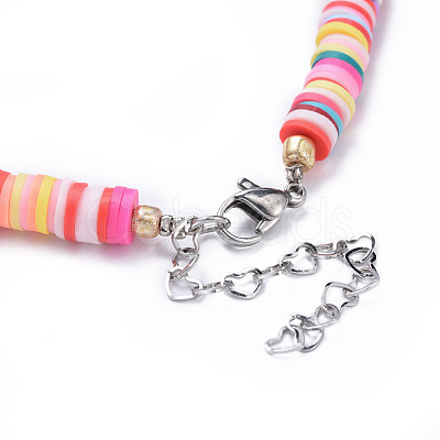 Handmade Polymer Clay Heishi Beaded Necklaces NJEW-JN02451-1