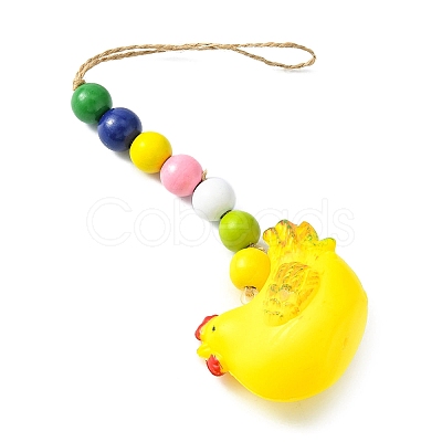 Easter Theme Plastic Hen Pendant Decorations HJEW-TAC0013-15C-1