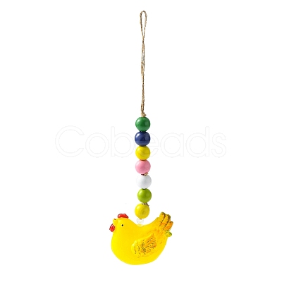 Easter Theme Plastic Hen Pendant Decorations HJEW-TAC0013-15C-1