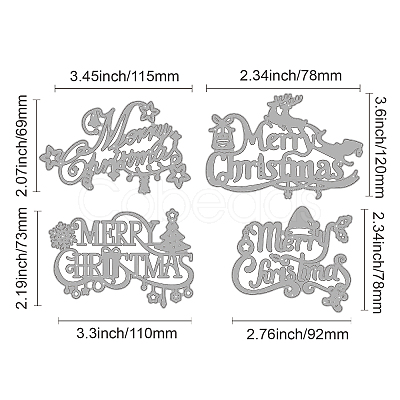 GLOBLELAND 4Pcs 4 Styles Carbon Steel Cutting Dies Stencils DIY-DM0001-65-1