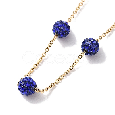 Polymer Clay Rhinestone Beads Necklace BJEW-B078-05G-1