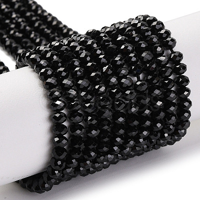 Natural Black Spinel Beads Strands G-E560-Q05-1