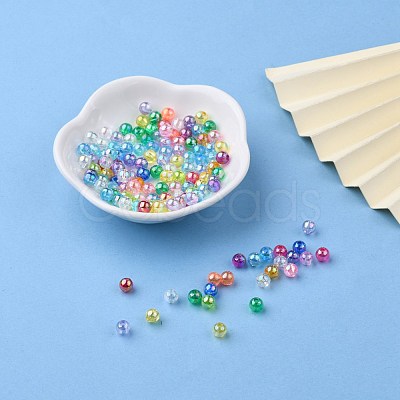 AB Color Round Transparent Acrylic Spacer Beads Mix X-PL732M-1