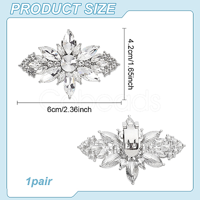 ANATTASOUL 1Pc Flower Alloy with Glass Detachable Shoe Buckel Clips AJEW-AN0007-18-1