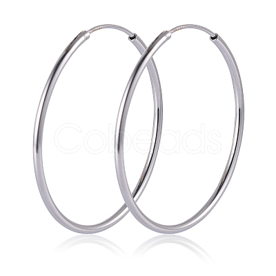 Anti-Tarnish Rhodium Plated 925 Sterling Silver Hoop Earrings Endless Unisex Small Hoop Earrings 30mm Gold Plating Huggie Hoop Earrings for Women Men JE1076A-04-1