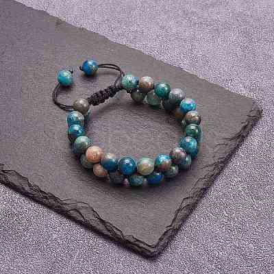 Natural Apatite Braided Bead Bracelet BJEW-SW00001-09-1