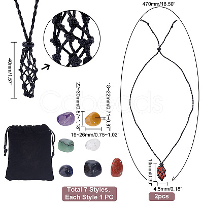 PandaHall Elite DIY Gemstone Braided Pendant Necklace Making Kit DIY-PH0009-93-1