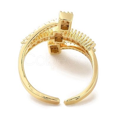 Brass Micro Pave Cubic Zirconia Rings for Women RJEW-E295-01G-1