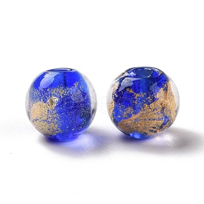 Handmade Gold Foil Lampwork Glass Beads FOIL-E003-02D-1