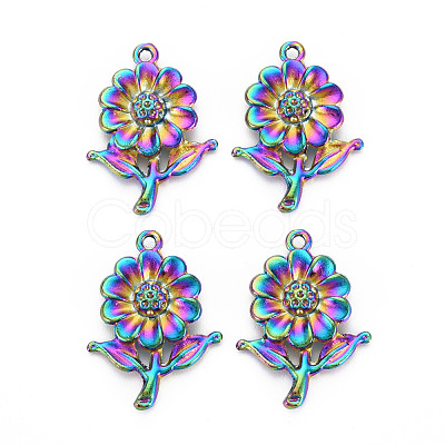 Rainbow Color Alloy Pendant Rhinestone Settings PALLOY-S180-296-NR-1