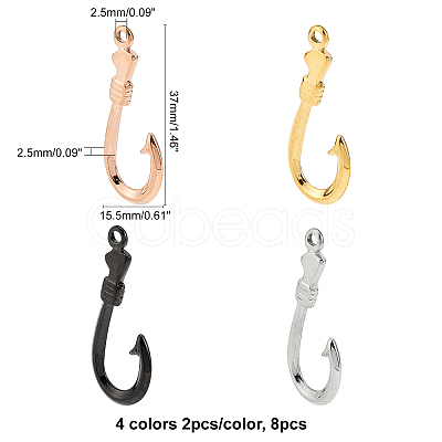 Unicraftale 8Pcs 4 Colors 304 Stainless Steel Hook and S-Hook Clasps STAS-UN0021-47-1