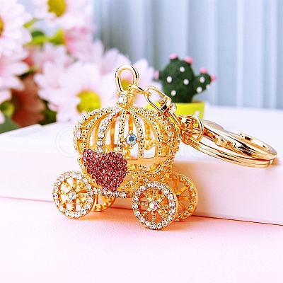 Heart Pumpkin Car Alloy Rhinestone Keychain PW-WGD0BD6-02-1