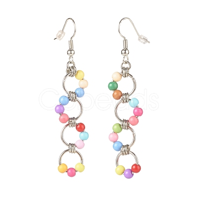 Acrylic Beaded Open Rings Dangle Earrings EJEW-JE04852-1