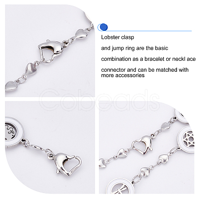 DICOSMETIC 112Pcs 4 Style 304 Stainless Steel Heart Lobster Claw Clasps and Open Jump Rings STAS-DC0001-14-1