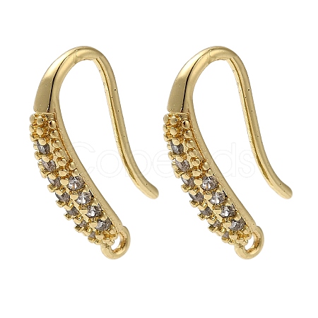 Rack Plating Brass Micro Pave Clear Cubic Zirconia Earring Hooks KK-A231-02G-1