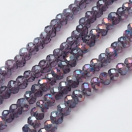Electroplate Glass Beads Strands X-EGLA-F124-FR-B08-1