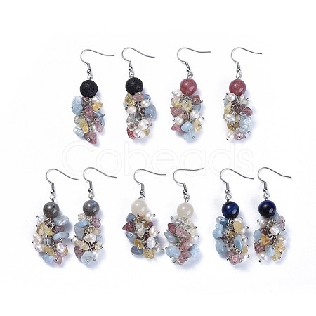 Natural Mixed Stone Dangle Earrings EJEW-JE03228-1