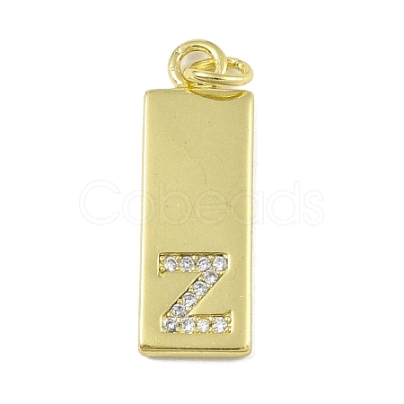 Brass Micro Pave Clear Cubic Zirconia Pendants KK-P266-06G-Z-1